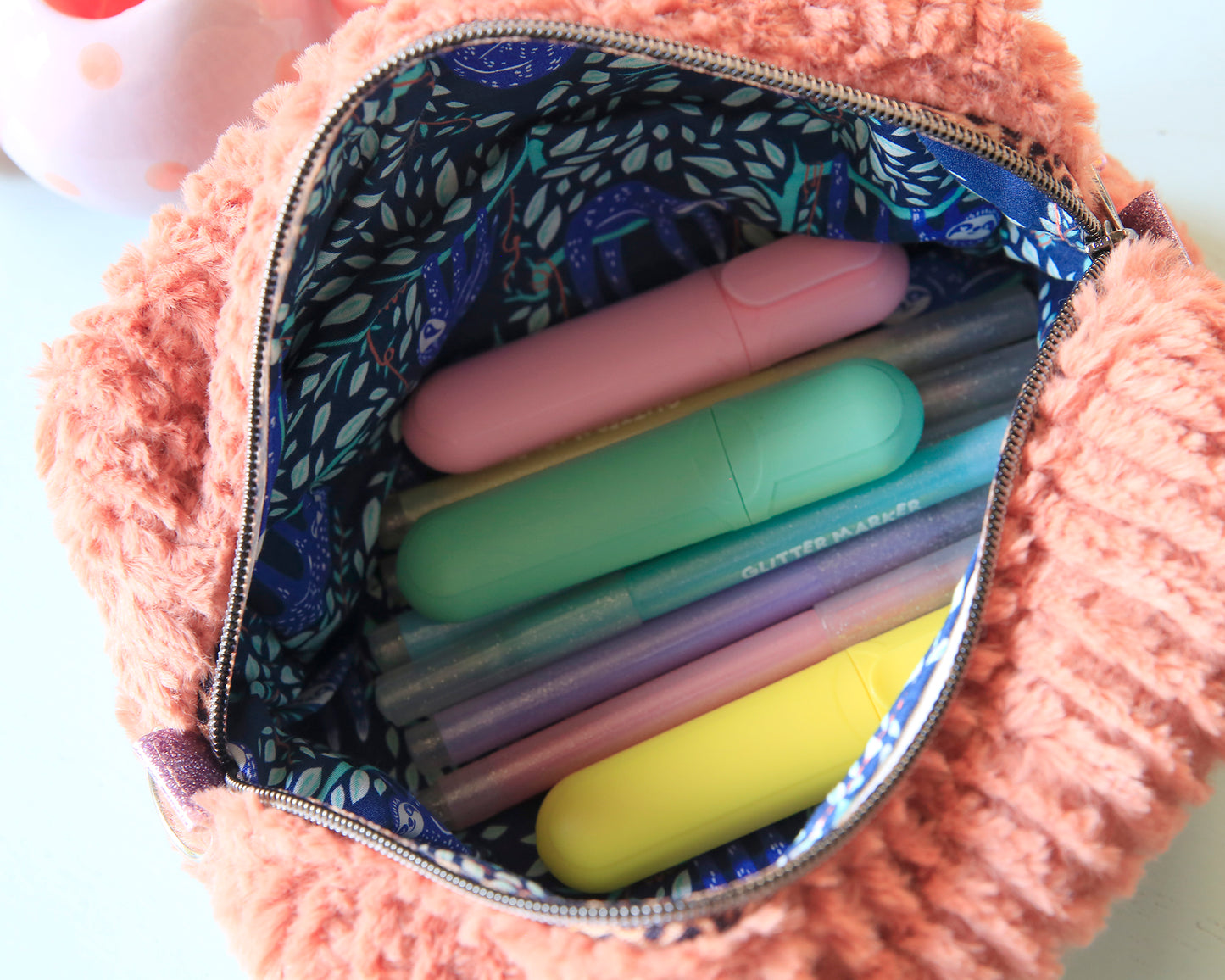 Toilettas/Etui - zacht teddy roze