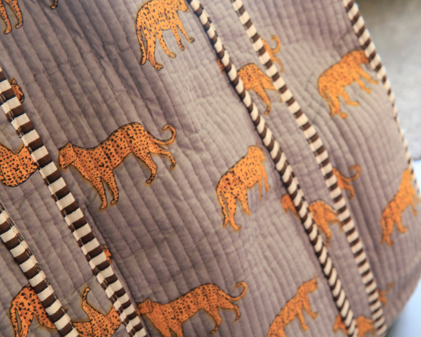 Quilted shopper - Grijs met panter