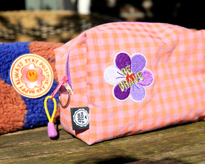 Toilettas/Etui - Seersucker lila-oranje