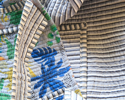 Quilted shopper- Grijs/blauw met panter